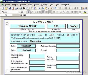 Excel - Formulář Dovolenka
