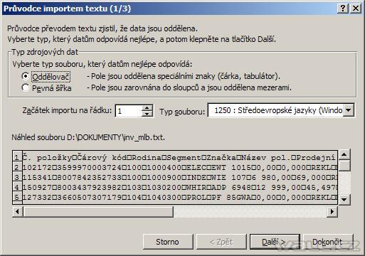 Excel - Import textového souboru