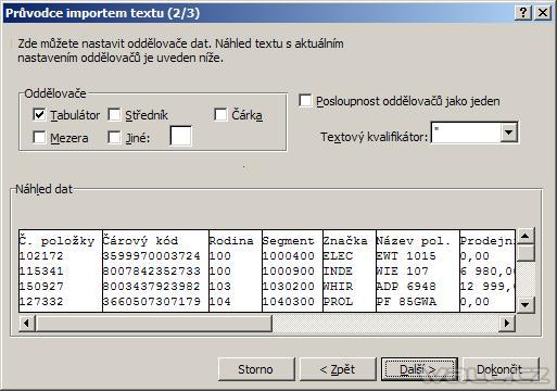 Excel - Import textového souboru