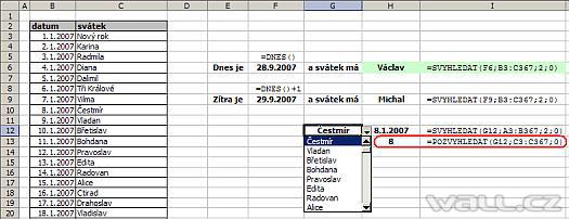 Excel, funkce POVYHLEDAT a INDEX.
