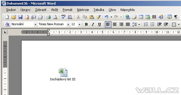 Jak vložit sešit aplikace Excel do Wordu