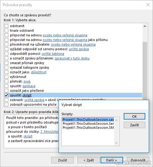 Outlooku – automatické ukládání přílohy